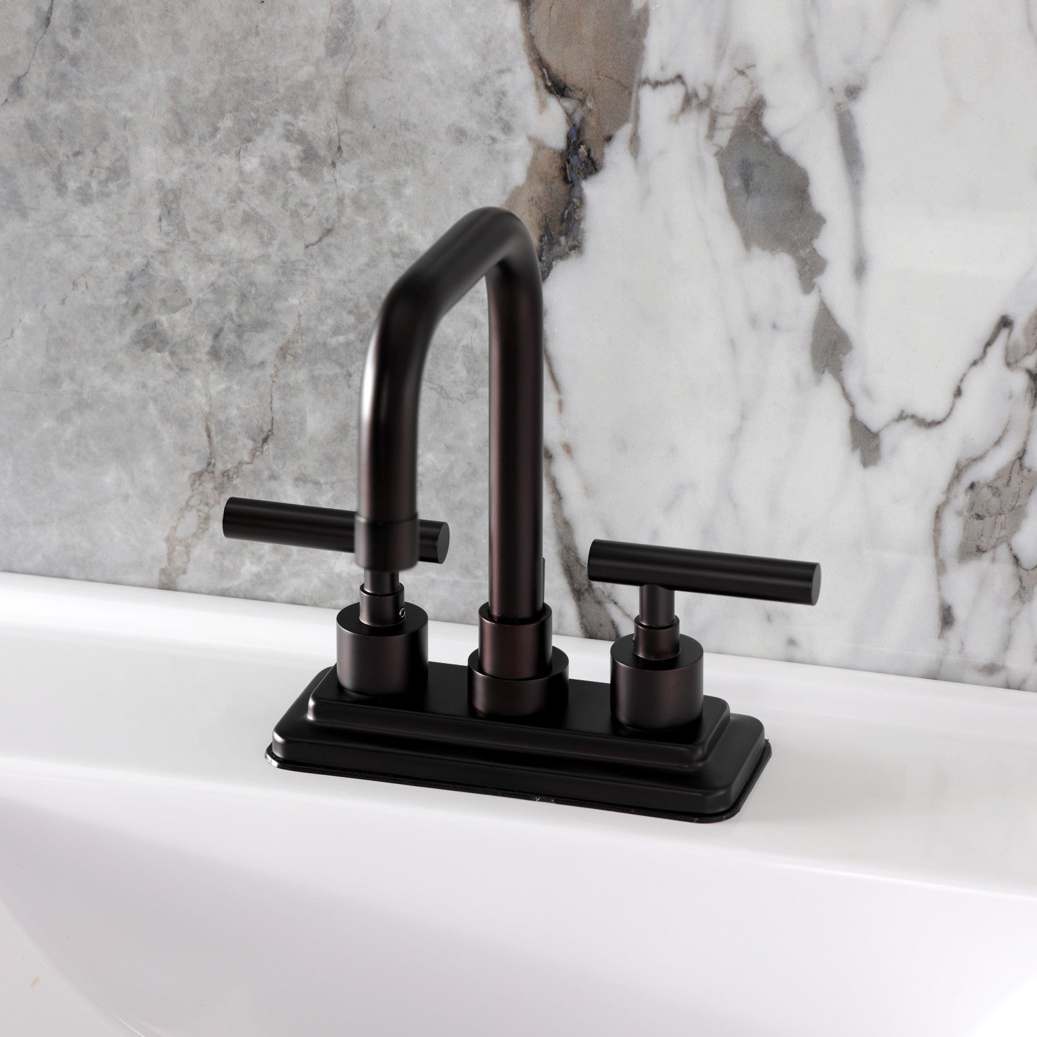 Kingston Sona KS6645CML - Manhattan Double-Handle 3-Hole Deck Mount 4-Inch Centerset Bathroom Faucet with Brass Pop-Up, Oil Rubbed Bronze — thumbnail 2